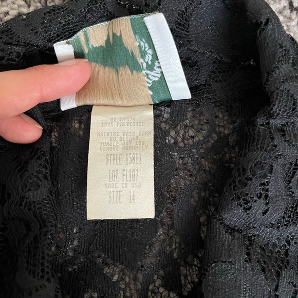 Vintage Fritz and Floyd• Black Lace Sheer Button Down Shirt/ Blouse - Picture 11 of 11